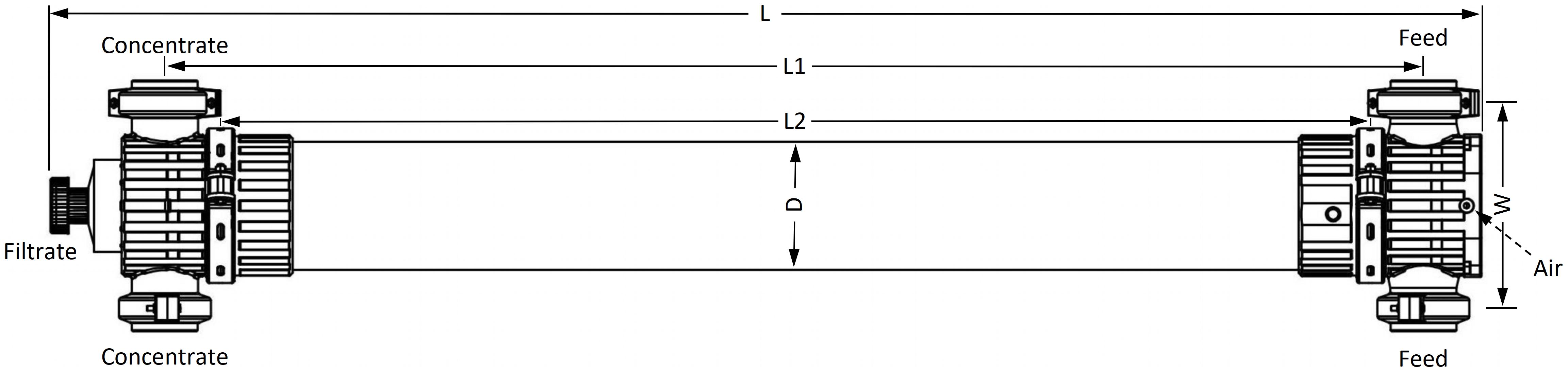 TaFlux IMX Series PVDF UF Membrane Module Dimensions